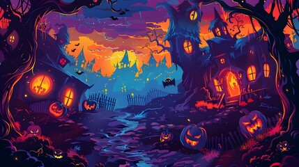 abstract and colorful beautiful illustration of halloween