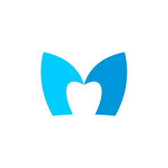 tooth dental logo letter m icon vector