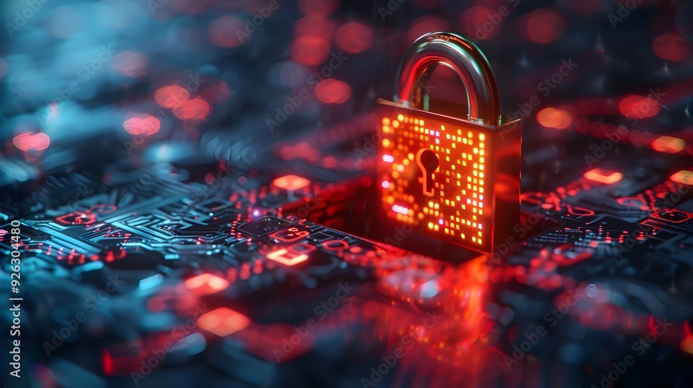Aufkleber glowing padlock icon with qr code representing modern digital security solutions