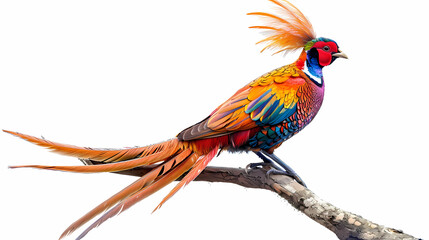 Fototapeta premium golden pheasant,Luxurious golden pheasant with an open tail.