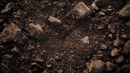 Fototapeta premium A rocky, dirt-covered area with a few large rocks scattered throughout