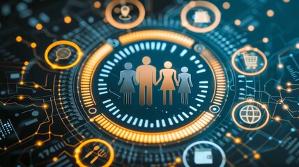 Advanced financial tools for family planning finance family top view Highlighting tech solutions for budgeting and saving cybernetic tone Complementary Color Scheme