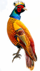 Fototapeta premium golden pheasant,Luxurious golden pheasant with an open tail.