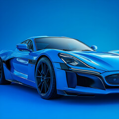 Obraz premium a sports car in blue with bright blue background 