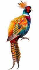 Fototapeta premium golden pheasant,Luxurious golden pheasant with an open tail.