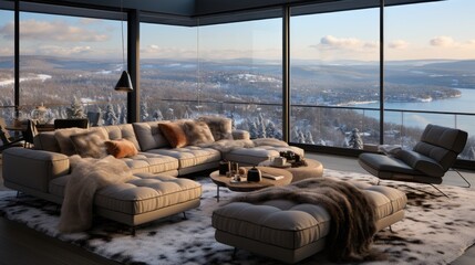 Beautiful view of the winter landscape from the living room 