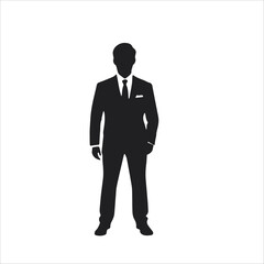Single man stick figure icon Silhouette, black vector icon on a white background 