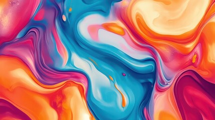 Vibrant abstract swirl of colors showcasing smooth gradients in shades of blue, orange, and pink for artistic inspiration.