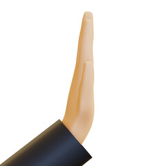 3D render of a hand with an open palm facing forward, fingers together. Perfect for stop, high five, or attention-grabbing concepts. Clean, modern 3D illustration, ideal for communication themes