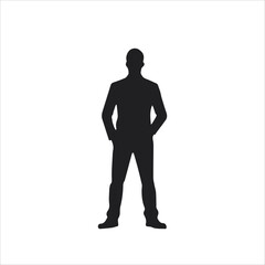  Single man stick figure icon Silhouette, black vector icon on a white background