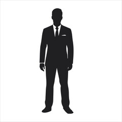 Single man stick figure icon Silhouette, black vector icon on a white background