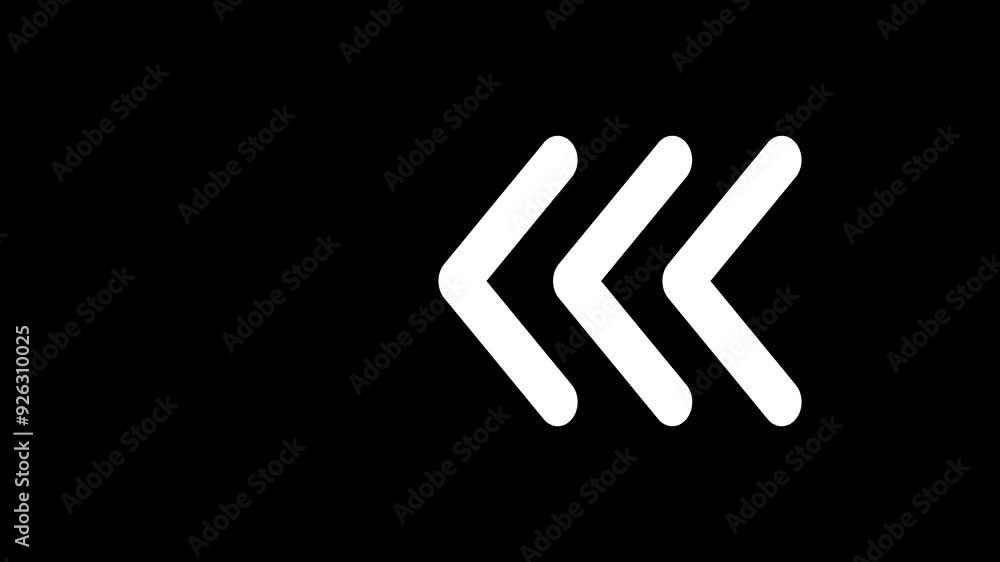 Poster arrow direction sign on black background. animated looping swipe arrow. white arrows indicate the di