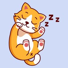 cute cat was sleeping Vector Illustration Icon. Flat Cartoon Style