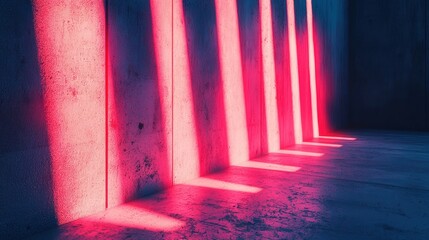 A wall with red lights shining on it
