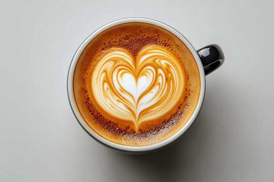 latte art coffee with heart shaped foam