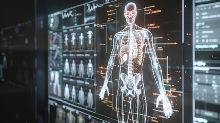 Fototapeta premium Human Body Scan on Digital Screen