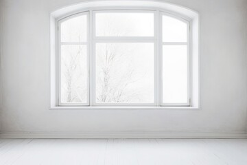 Fototapeta premium Empty white room with window architecture transparent tranquility.