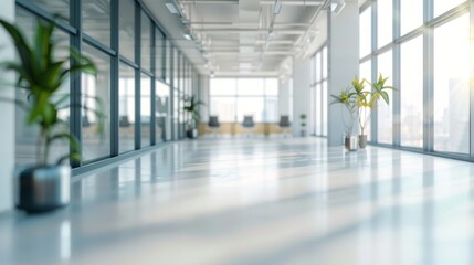 Obraz premium Modern Office Corridor with Natural Light