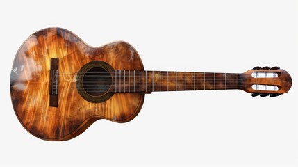 Striking Artistic Representation of Classic Guitar on White Background