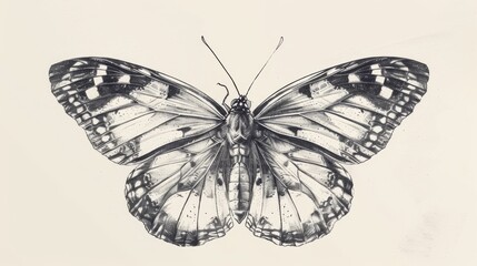 Fototapeta premium Butterfly Outline Drawing Vector Illustration Template