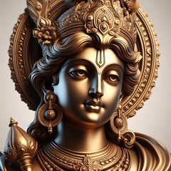 Statue of Lord Krishna as Vishnu Avatar, Isolated on a White Background for Janmashtami
