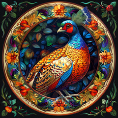 Obraz premium golden pheasant,Luxurious golden pheasant with an open tail.