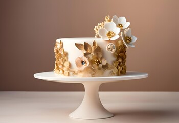 Elegant Birthday Cake on a Modern Minimalistic Background - Perfect for Celebrations, Parties, Restaurants, and Home Decor