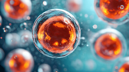 Human cell or Embryonic stem cell microscope background, Generative AI.