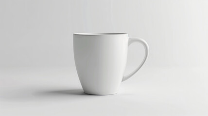 Fototapeta premium Modern white ceramic mug mockup isolated on a plain background, versatile for branding and graphic design projects. High quality photo