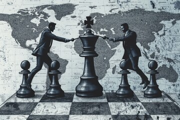 Planning for succession, passing the baton or relaying responsibility, delegating work, providing support, appointing or mentoring a successor, businessman boss on the king's chess board passing on