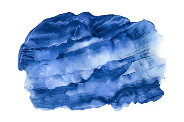 Abstract blue watercolor brush stroke painted on isolated background, png. Generative ai
