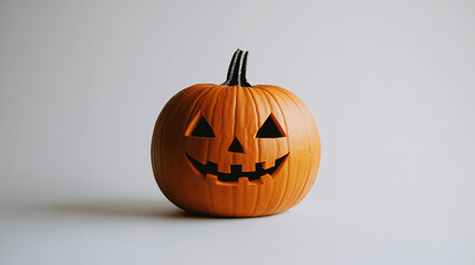 Halloween Jack o Lantern Pumpkin with a spooky face. Isolated on a white background, Generative AI.