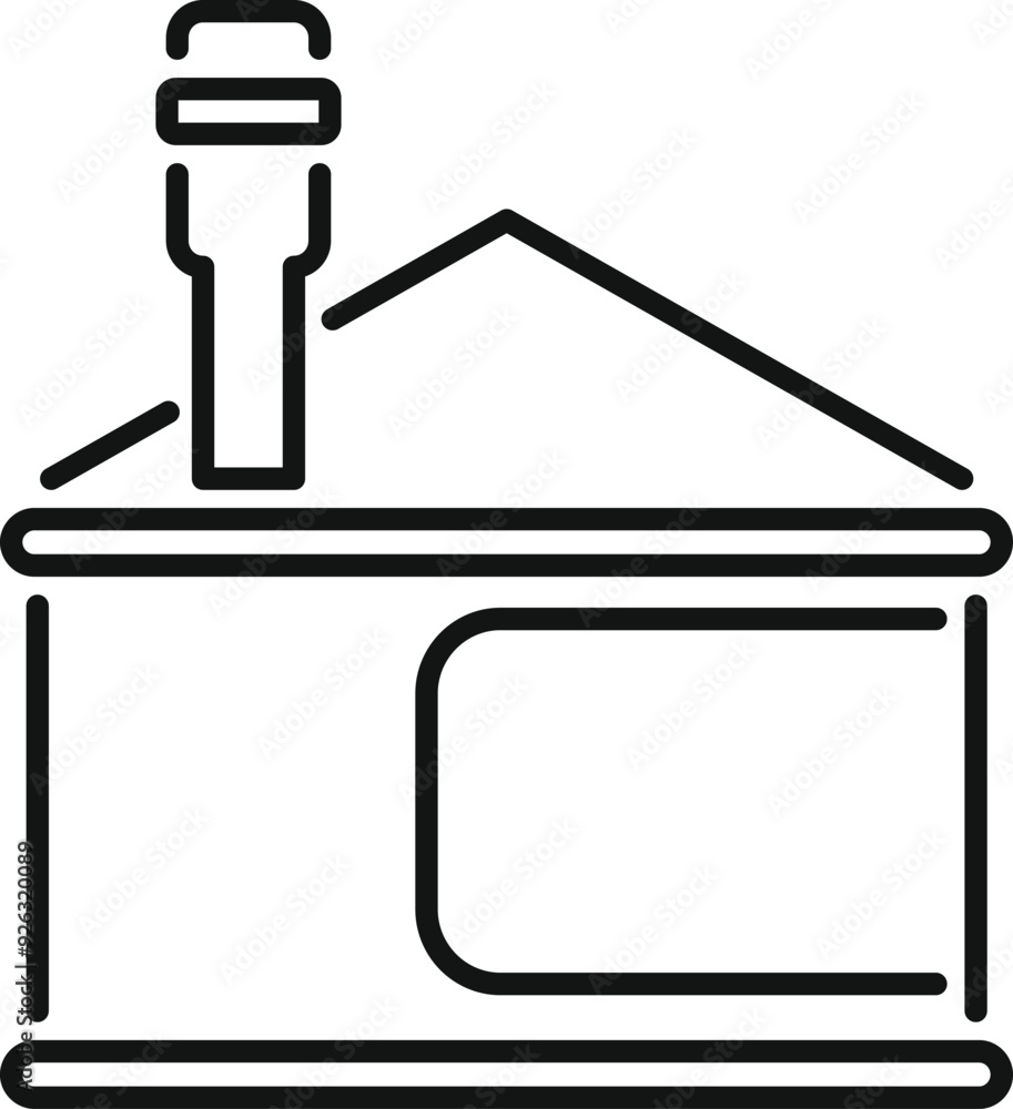 Poster simple line icon representing a smart home system controlling the temperature of a house