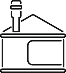 Simple line icon representing a smart home system controlling the temperature of a house