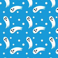 Ghost seamless pattern. Halloween seamless pattern with ghost.