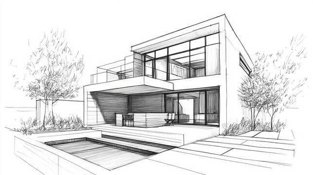 Illustration of a house architectural sketch