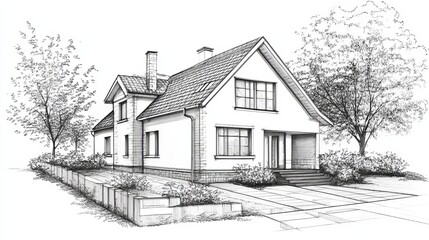 Illustration of a house architectural sketch