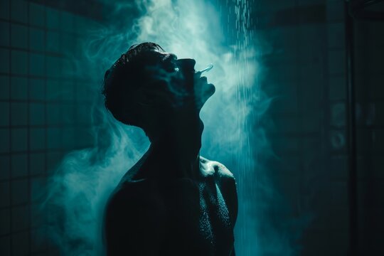 Dynamic Shaving Scene Featuring Silhouette and Falling Hair Motion.