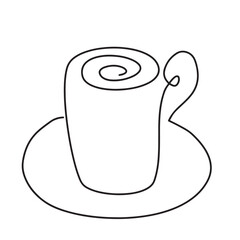 Line art cup of hot drink, a linear cup of coffee with steam. Hand drawn logo. Vector illustration
