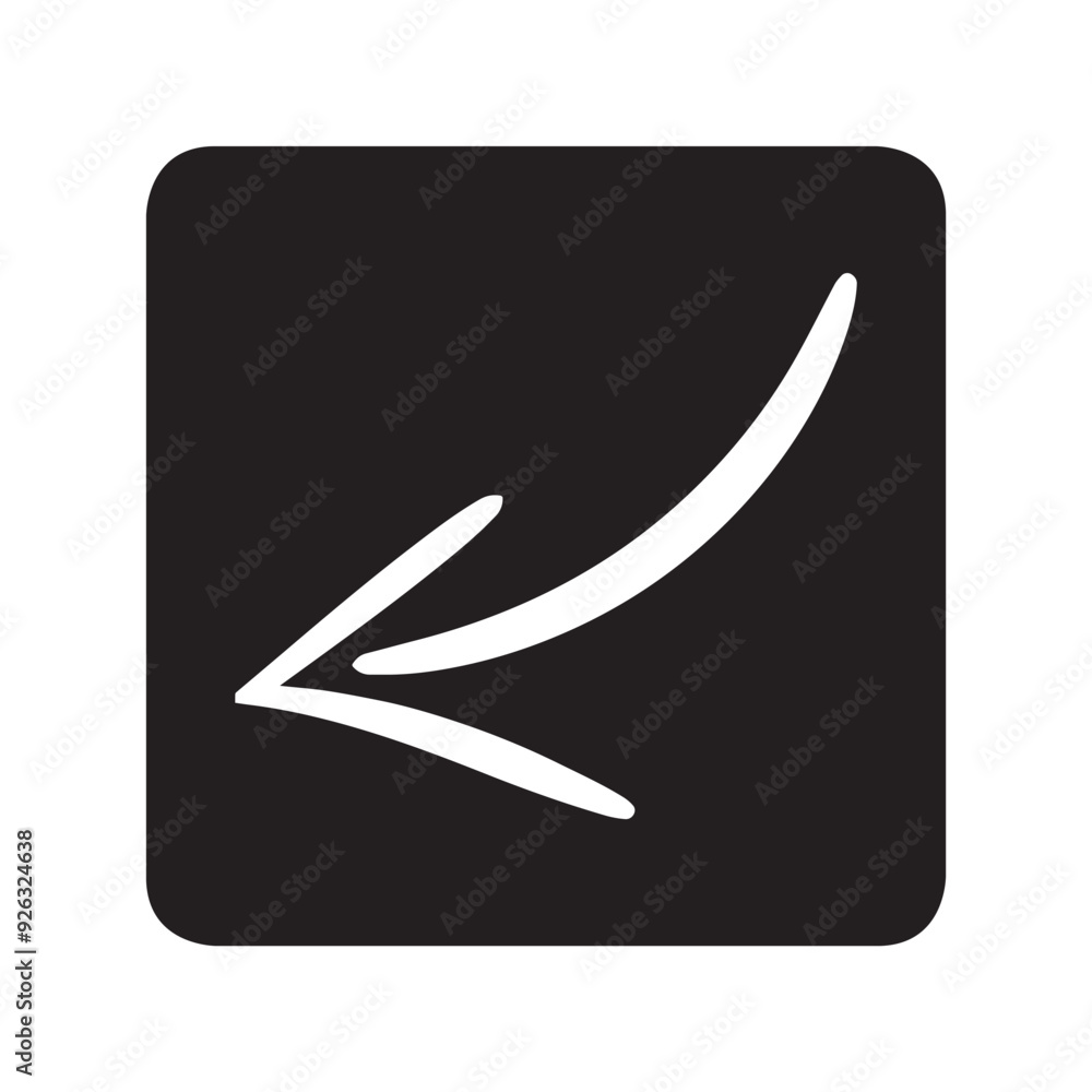 Poster curved arrow icon vector. arrow pointer logo design. arrow left vector icon illustration in square i