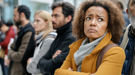 People Waiting in Line at a Job Fair During a Recession