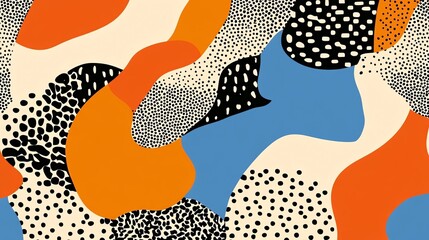 Fototapeta premium Abstract Art with Orange, Blue and Black Colors