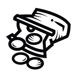 Coin purse icon illustration isolated on square white background. Simple flat outlined cartoon art styled drawing.