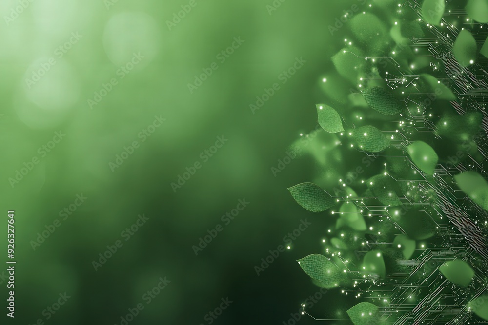 Poster an abstract fusion of nature and technology, blending organic elements with digital traits for a har