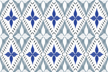 Fototapeta premium Ikat embroidery ethnic oriental pattern traditional.Aztec geometric art ornament print.Design for carpet, cover.wallpaper, wrapping, fabric, clothing