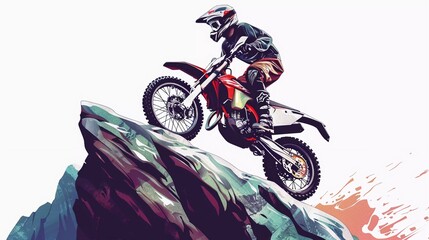 moto cross in the rock hills flat illustration design for poster background