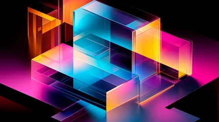Abstract Colorful Glass Blocks