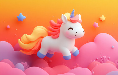 Fototapeta premium Happy unicorn. 3 d.