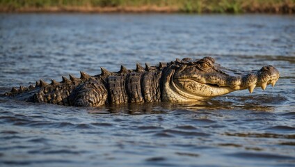 Naklejka premium a crocodile that swims in an African river