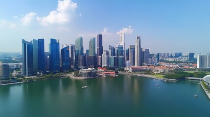 Obraz premium Landscape of Singapores financial district